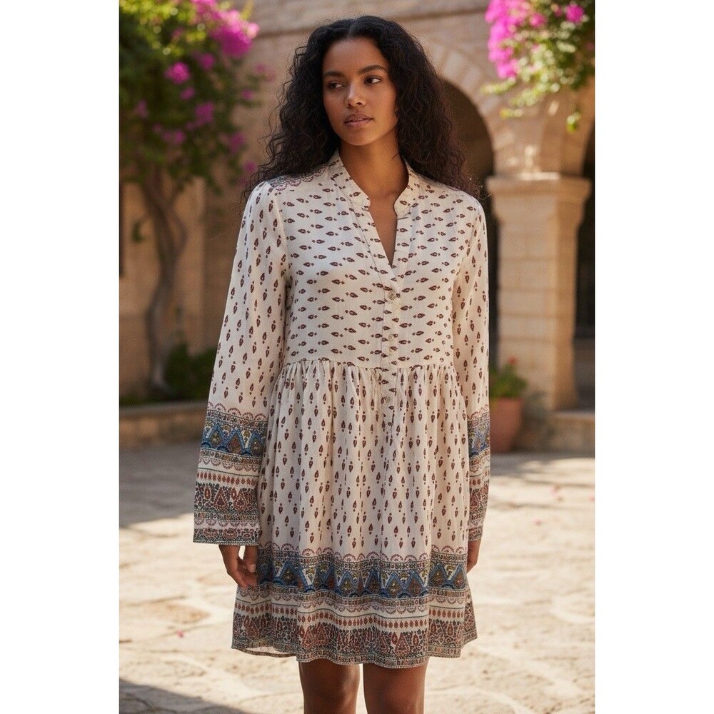 Chelsa & Violet Women’s Boho Tunic Dress Multicolor Size XS All Over Print Y2K